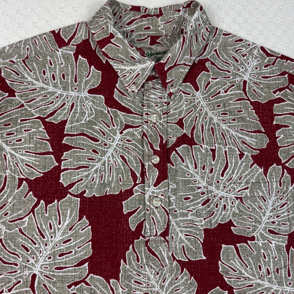 Hilo Hattie Hawaiian Shirt Men XL Monstera Leaf Short Sleeve Popover Aloha Retro - Picture 9 of 12